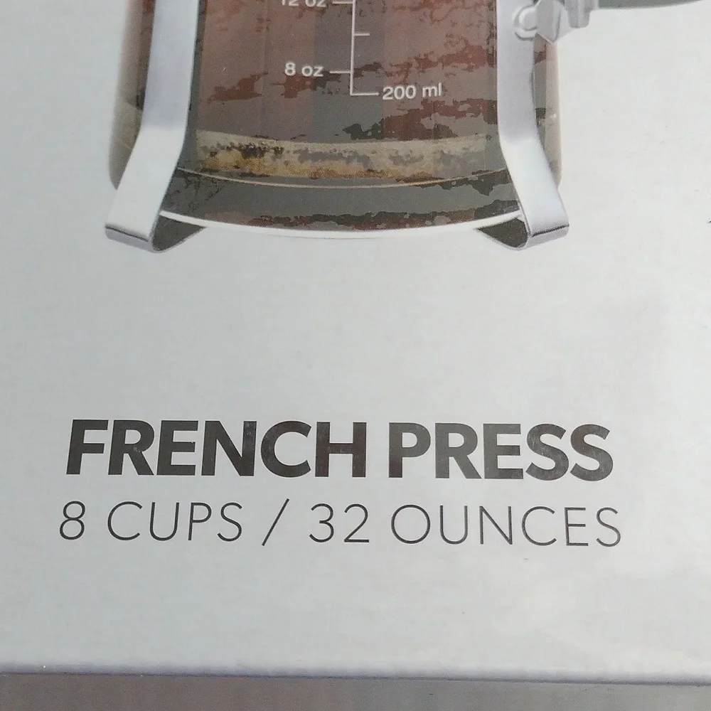 SAKI Kohimasuta Chrome Glass 8 Cup French Press coffee maker,  10 pc set